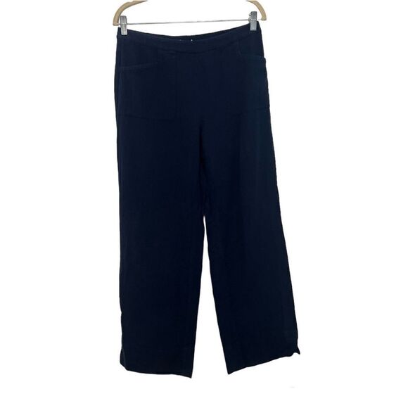 Soft Surroundings Navy Blue Pull On 100% Cotton High Rise Pants Women’s Small - Picture 1 of 12